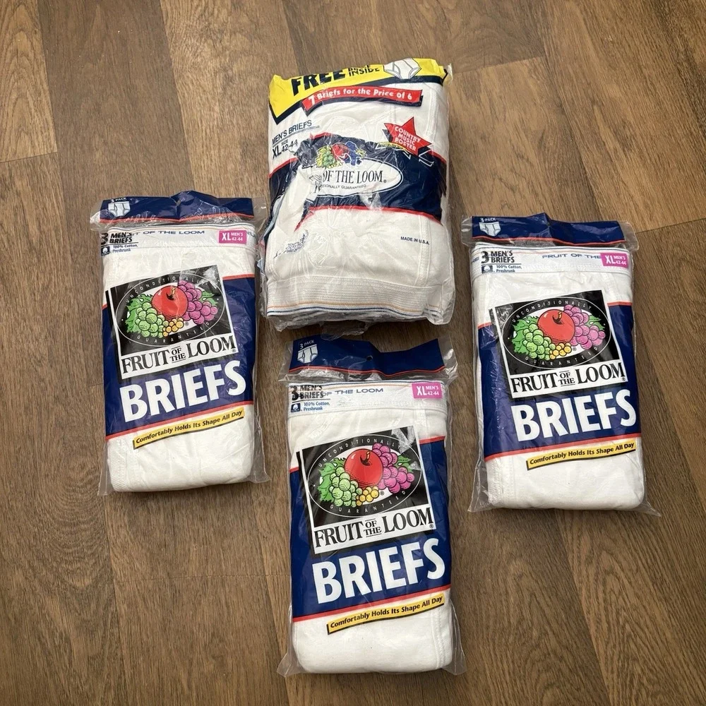 Vtg 90s Fruit of the Loom Men's Briefs XL White, 3 Pair 3 Packs + 1 Pack 7 Pairs